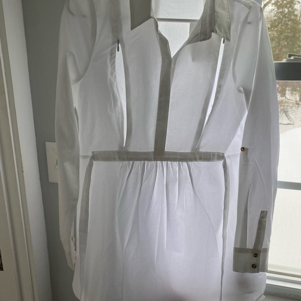 Chic White Long Sleeve Shirt Maternity and Breastfeeding